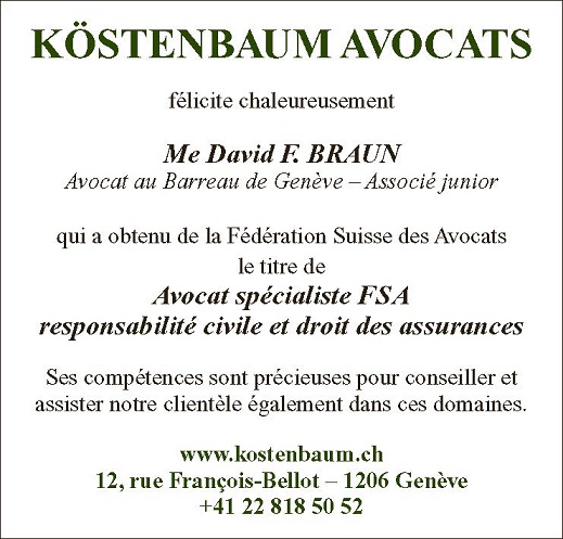 Me David F. BRAUN - Avocat spécialiste FSA  responsabilité civile et droit des assurances